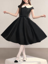 Load image into Gallery viewer, Peter Pan Collar Vintage Cap Sleeve Little Black Dress
