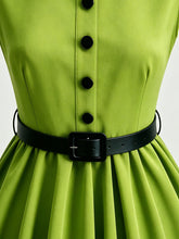Load image into Gallery viewer, 1950s Vintage Lime Green Sleeveless Belted Swing Dress