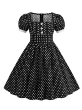 Load image into Gallery viewer, Kids Little Girls' Dress Square Neck Polka Dots Puff Sleeve Cotton 1950S Vintage Dress