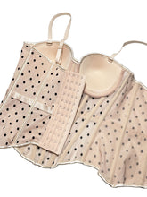 Load image into Gallery viewer, Pink Polka Dot Mesh Corset Top - Sheer Boned Spaghetti Strap Bustier