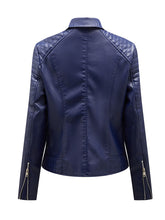 Load image into Gallery viewer, Women's Yellow PU Leather Motorcycle Coat with Zipper Pockets Moto Biker Jacket