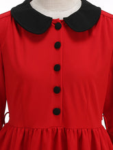 Load image into Gallery viewer, 1950s Vintage Christmas Green Peter Pan Collar Swing Dress