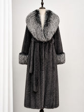 Load image into Gallery viewer, Vintage Winter Brown Tiered Faux Fox Fur Collar Belted Long Coat