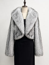 Load image into Gallery viewer, 1950s Vintage Cropped Faux Fur Evening Jacket - Retro Lapel Shrug Bolero