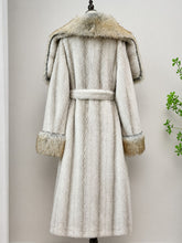 Load image into Gallery viewer, 1970s Vintage Brown Faux Fur Collar Belted Maxi Coat - Retro Long Winter Overcoat