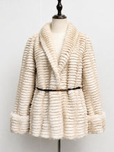 Load image into Gallery viewer, Vintage Tiered Faux Fur Shawl Collar Belted Coat - Retro Mid-Length Jacket