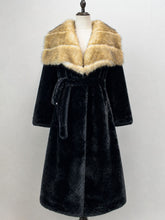Load image into Gallery viewer, 1970s Vintage Cream Faux Fur Collar Belted Long Coat - Retro Winter Maxi Overcoat