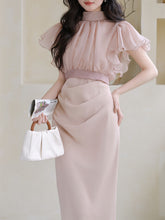 Load image into Gallery viewer, Pink Ruffles 1950S Vintage Bodycon Dress