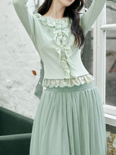 Load image into Gallery viewer, Green Lace Top with Layered Tulle Skirt Enchanted Garden Romantic Vintage Set