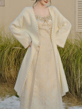 Load image into Gallery viewer, 2PS Apricot Cardigan With Sequined Strap 50S Vintage Dress Set