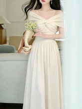 Load image into Gallery viewer, White Off Shoulder Sweetheart Vintage Wedding Maxi Dress
