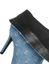 Load image into Gallery viewer, 10CM Luxury Denim Sequined Ankle Boots Vintage Shoes