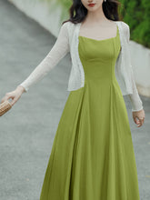 Load image into Gallery viewer, 2PS Green Strap 1950S Vintage Dress With Long Sleeve Cardigan