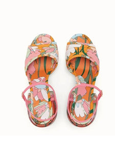 Women's Open Toe Strap Chunky Heel  Sandals Leather Vintage Shoes