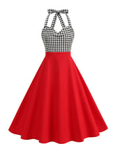 Load image into Gallery viewer, Red Plaid Halter Backless 1950S Vintage Swing Dress