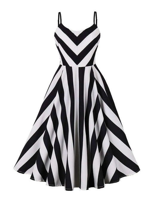 Beetlejuice Costume Spaghetti Strap With Black and White Vertical Stripe