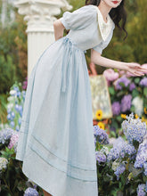 Load image into Gallery viewer, Baby Blue Embroidered Collar Vintage Cottagecore Cotton Dress