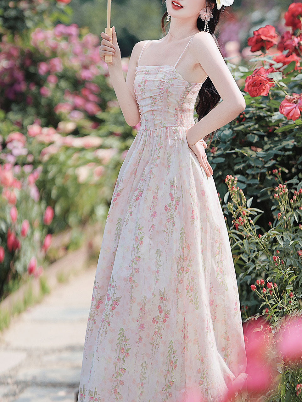 Pink Floral Print Spaghetti Strap Cottagecore Dress – Jolly Vintage Pink Floral Print Spaghetti Strap Cottagecore Dress – Jolly Vintage