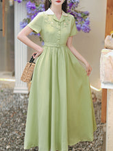 Load image into Gallery viewer, Green Plaid Short Sleeve 1950S Vintage Shirt Dress