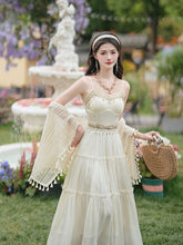 Load image into Gallery viewer, White Bohemian Embroidered Retro Maxi Dress 1970S Vintage Set