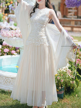 Load image into Gallery viewer, White Lace Patchwork Mesh Vintage Dress