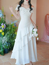 Load image into Gallery viewer, Off Shoulder Ruffle White Dress