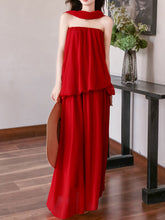 Load image into Gallery viewer, 1990s Vintage Red Tube Dress | Strapless Maxi Gown with Matching Scarf
