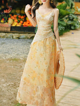 Load image into Gallery viewer, Romantic Yellow Floral Lace Tulle Maxi Dress and Knit Cardigan Set