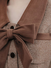 Load image into Gallery viewer, 2PS Brown Bow Tweed Coat With Swing Skirt 1950S Vintage Audrey Hepburn&#39;s Style Outfits