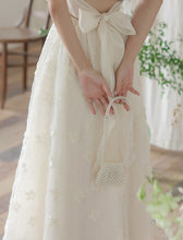 Load image into Gallery viewer, White Flower Sequined Puff Short Sleeve Princess Vintage Dress