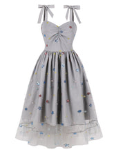 Load image into Gallery viewer, Star Embroidered 1950s Vintage Swing Dress