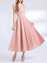 Load image into Gallery viewer, Red Satin V Neck Sleeveless Classic 1950S Vintage Sweet Party Dress