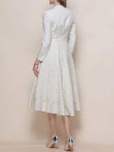 Load image into Gallery viewer, White V Neck Long Sleeve Classic 1950S Vintage Dress