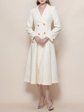 Load image into Gallery viewer, White Vintage Style Double Breasted Trench Dress Coat