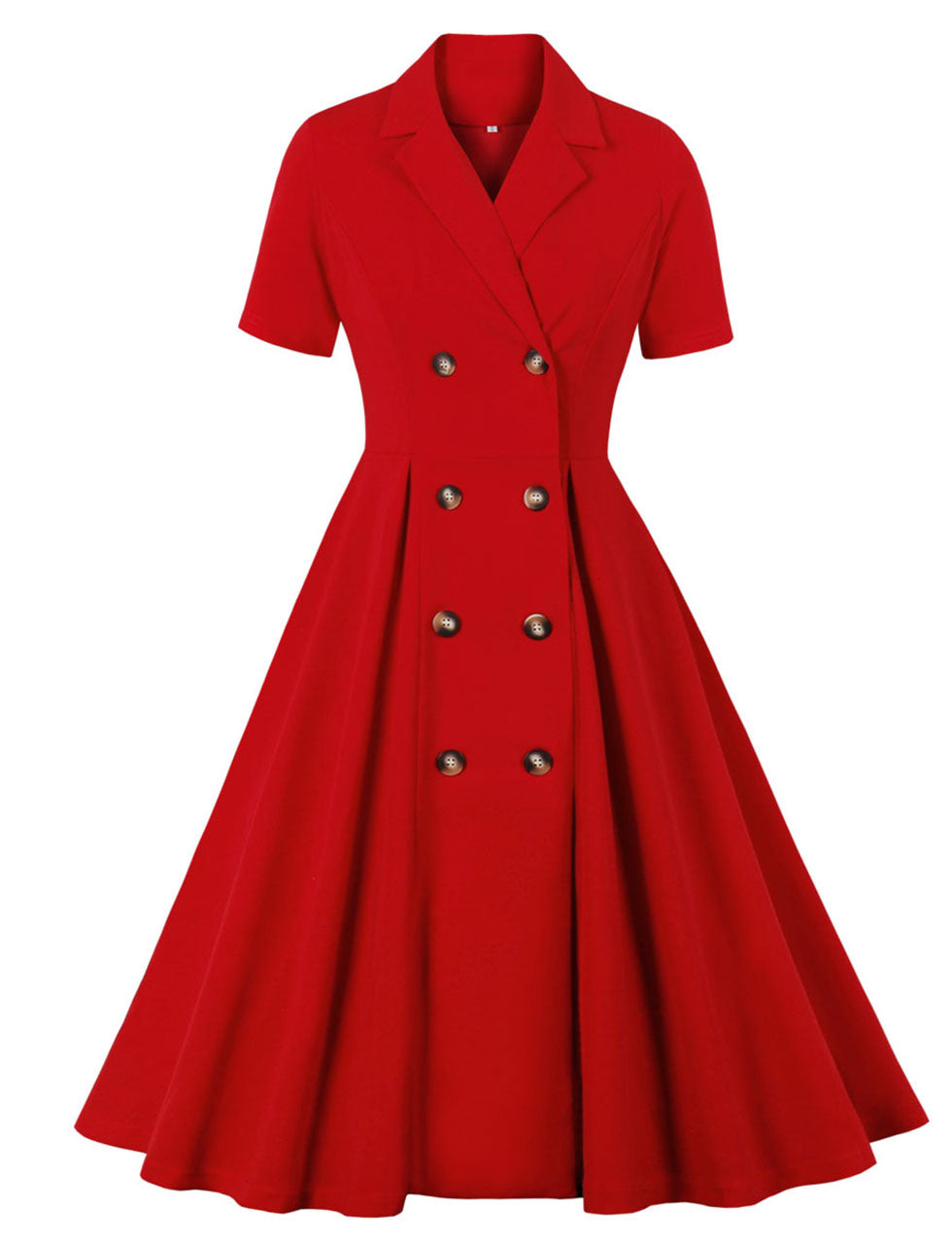 Red Polka Dots V Neck 1950S Vintage Swing Dress With Button