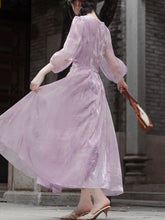 Load image into Gallery viewer, 2PS Purple V-neck Organza Flowing Swing Dress with Purple Vest Suits