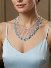 Load image into Gallery viewer, Edwardian Vintage Aquamarine Fringe Necklace - Antique Art Deco Silver Tassel Statement Choker for Women