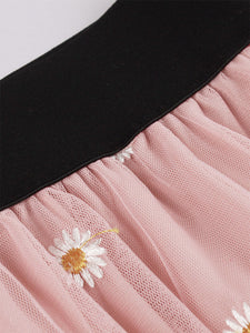 1950S Daisy High Wasit Pleated Swing Vintage Skirt