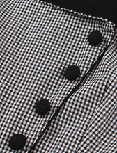 Load image into Gallery viewer, 1950s Black Square Collar Plaid Short Sleeve Vintage Swing Dress With Button