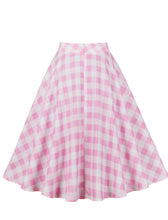 Load image into Gallery viewer, 1950S Pink Plaid High Wasit Pleated Barbie Swing Vintage Skirt