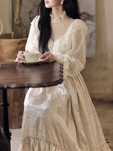Load image into Gallery viewer, Edwardian Victorian Champagne Lace Jacquard Vintage Wedding Dress