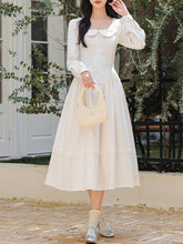 Load image into Gallery viewer, Vintage White Peter Pan Collar Long Sleeve Swing Dress