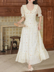 White Peter Pan Collar 1950S Vintage Cotton Dress