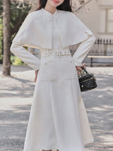 Load image into Gallery viewer, White Cape Vintage Cottagecore Two-Piece Dress Set