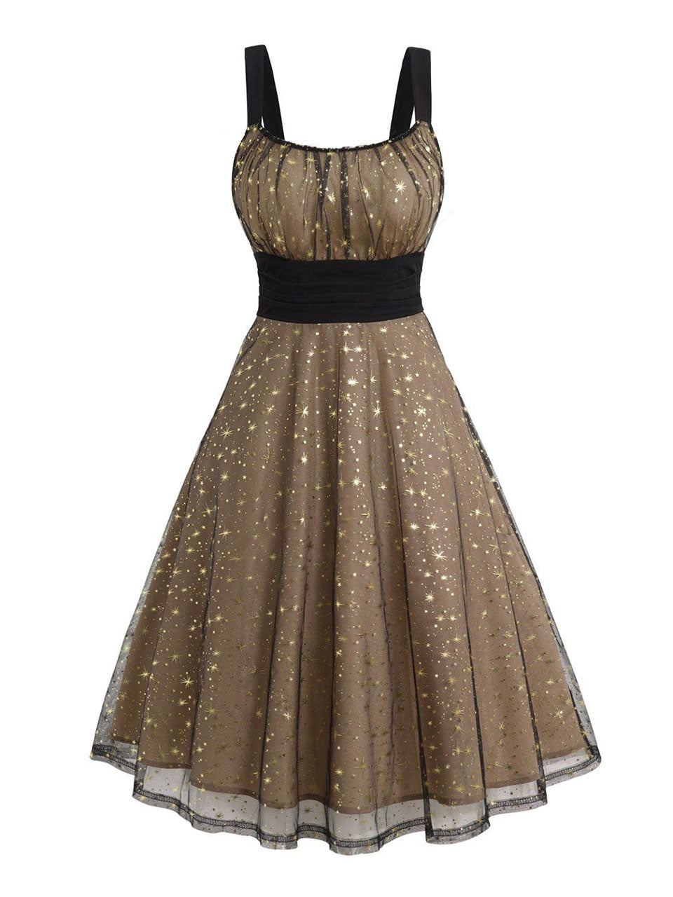 Gold Star Sequin 1950s Vintage Party Dress