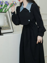 Load image into Gallery viewer, Black 1950S Windbreaker Dress With Blue Buttons