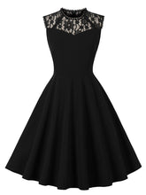 Load image into Gallery viewer, Black Semi Sheer Lace Sleeveless 1950S Vintage Dress