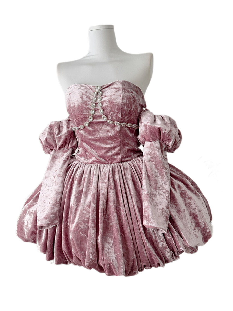 dusty pink velvet dress Luxurious Strapless Tulip Hem Evening Gown, Pink / M Cowl Neck Sleeves Color:Dusk Rainbow A-line Tulle Navy Blue niLuu-the-silk-sense