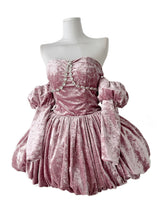 Load image into Gallery viewer, Luxurious Velvet Dusty Pink Strapless Tulip Hem Evening Gown