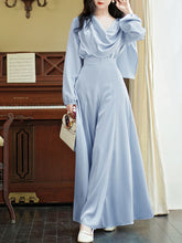 Load image into Gallery viewer, 2PS Light Blue Cowl Neck Shirt and Wide Legged Pants 1950S Vintage Suit